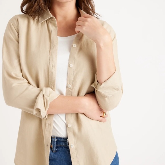 100% European Linen Long Sleeve Shirt - Picture 1 of 4